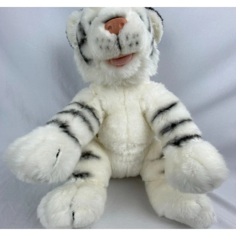 Build A Bear White‎ Tiger Plush Tongue Out Blue Eyes Stuffed Animal